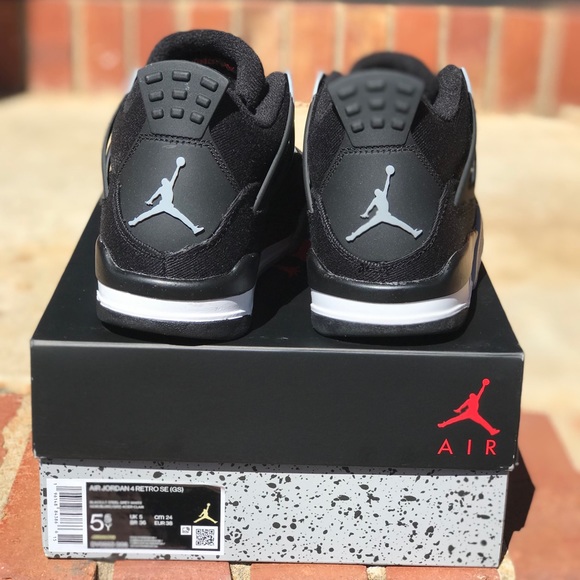 Air Jordan Retro 4 Black Canvas “Steel” GS Size 4.5Y/ 6W - Picture 12 of 16